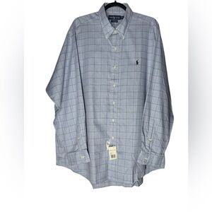 Ralph Lauren Men’s XL Blake Cotton Button Down Shirt Blue Houndstooth Check NWT